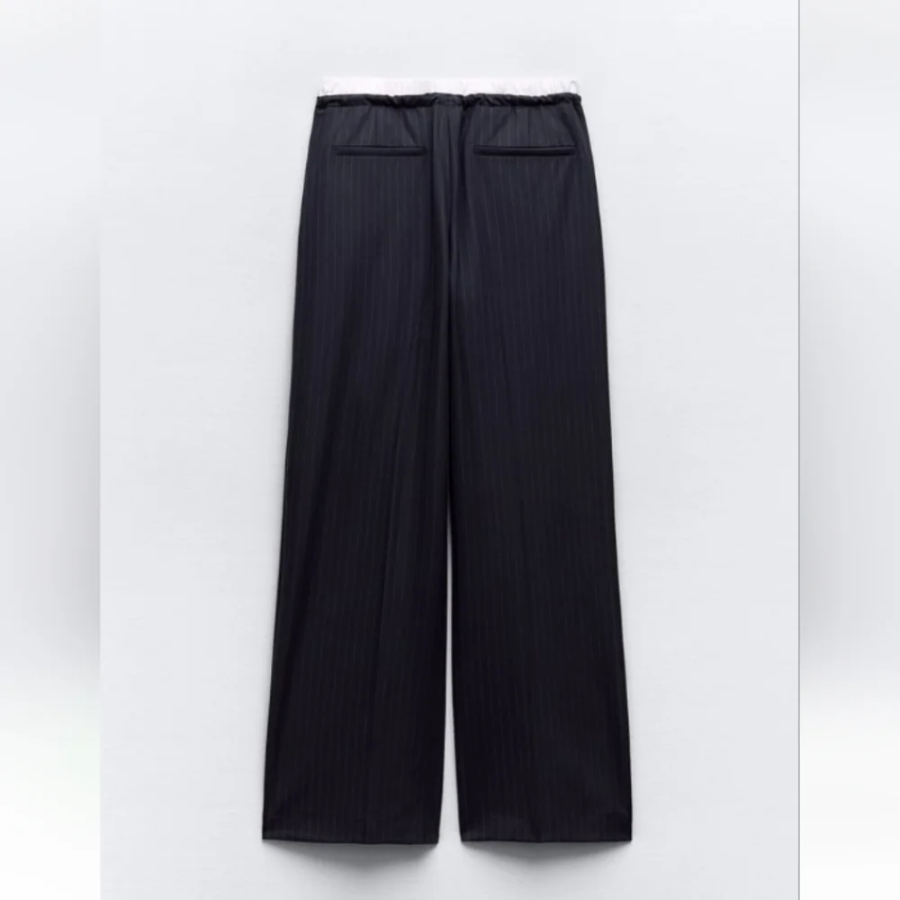 NWT Zara Navy Pinstripe Straight-Leg Pants - Picture 7 of 13